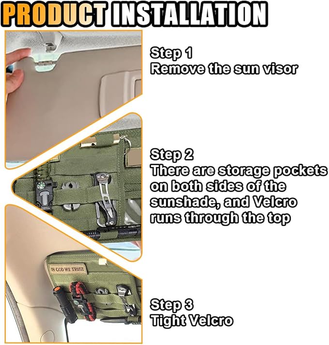 Tactical Molle Car Sun Visor Organizer, Large Molle Visor Panel Storage Pouch Holder, Tactical Gear Truck Storage Shelf, 600D Car Sunshade Storage Bag for Large Vehicle (Army Green)