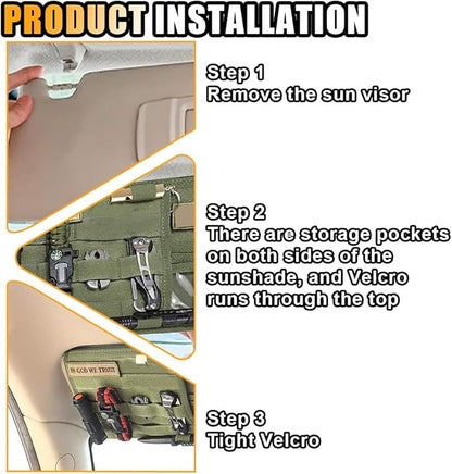 Tactical Molle Car Sun Visor Organizer, Large Molle Visor Panel Storage Pouch Holder, Tactical Gear Truck Storage Shelf, 600D Car Sunshade Storage Bag for Large Vehicle (Army Green)