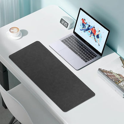 Leather Desk Pad Protector, Office Desk Mat, Large Laptop Mouse Pad, PU Non-Slip Desk Blotter, Waterproof Writing Pad, Computer Keyboard Mat for Desktop 39.4 x 17 inch (Black)