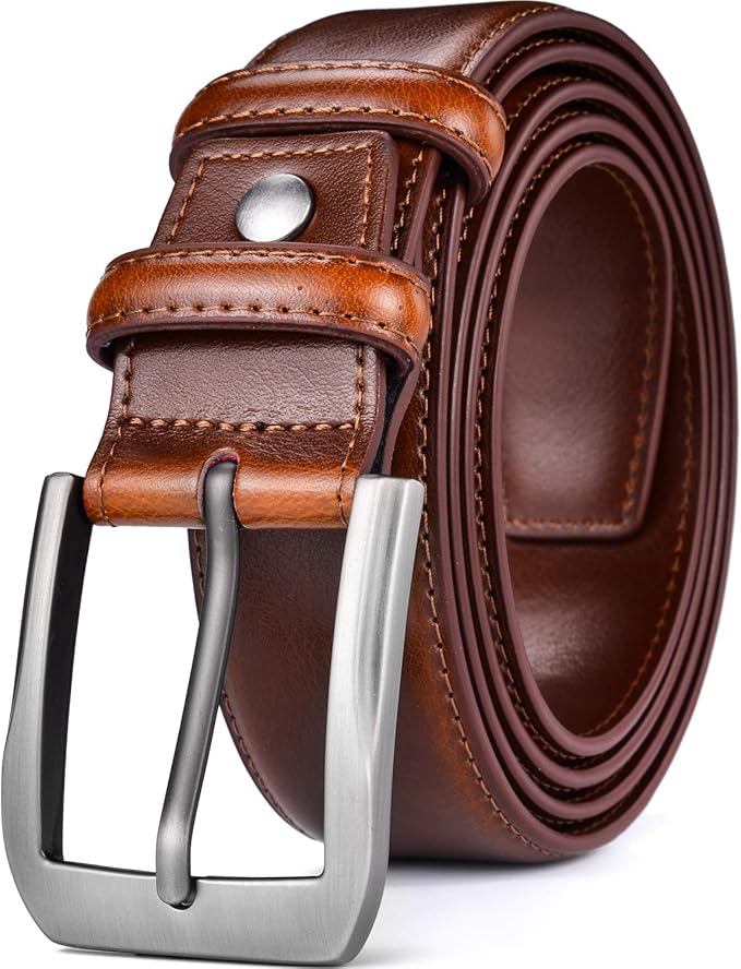 beltox fine Men’s Casual Leather Jeans Belts 1 1/2” Wide 4MM Thick Alloy Prong Buckle Work Dress Belt for Men