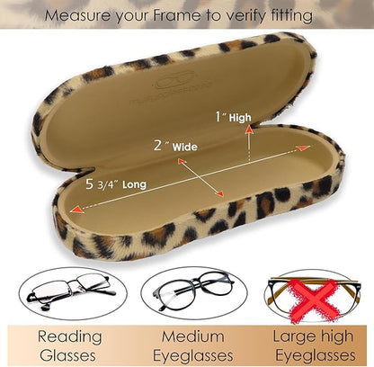 MyEyeglassCase Hard Shell Glasses case, Medium Eyeglasses Holder, Easy Open Lip for Men Women, Portable Sleeve Pouch & Cloth