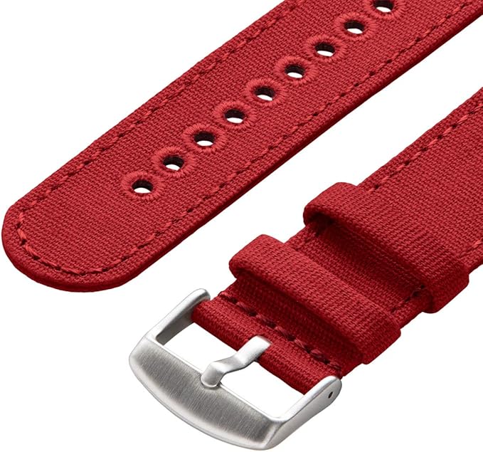 Archer Watch Straps - Canvas Quick Release Watch Bands (Carmine Red, 22mm)