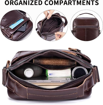 Premium Leather Men's Crossbody -Organized Storage & Durable,Stylish for Daily Carry