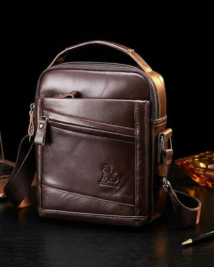 Premium Leather Men's Crossbody -Organized Storage & Durable,Stylish for Daily Carry