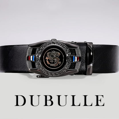 Dubulle Designer Mens Belts, Sliding Automatic Buckle Ratchet Dress Belt TOP Genuine Leather Strap Gifts