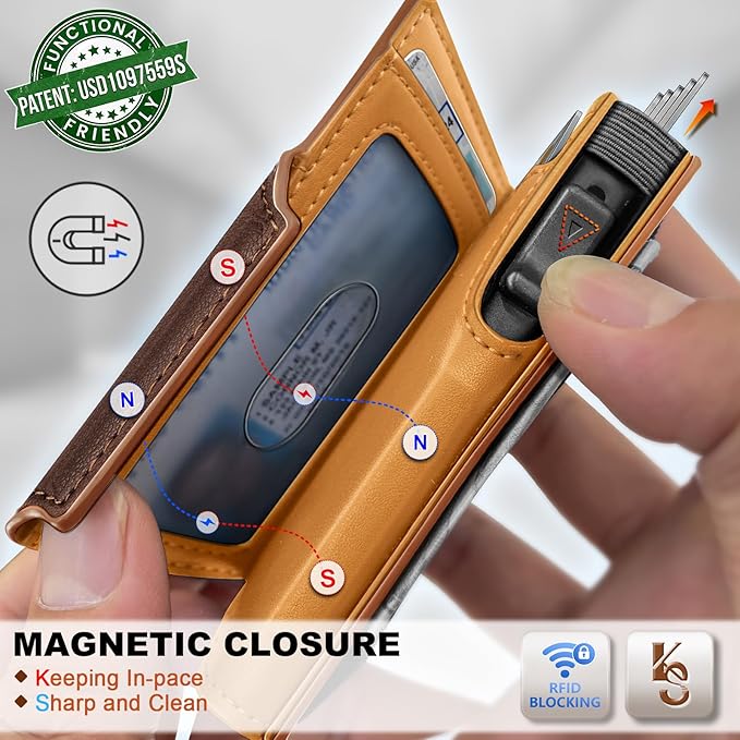 KEMISANT Airtag Wallet Men Gift,Mens Slim Front Pocket Wallet Money Clip Standard or Apple Airtag Use 3.8"×2.8"×0.9"
