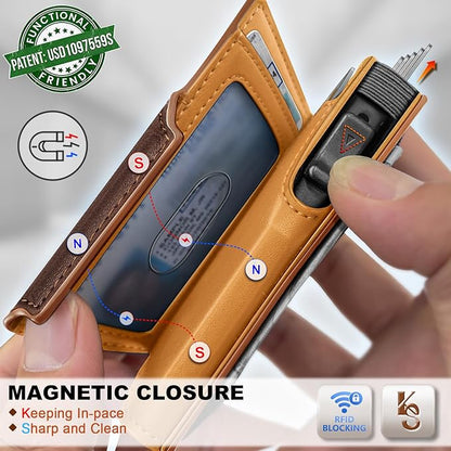 KEMISANT Airtag Wallet Men Gift,Mens Slim Front Pocket Wallet Money Clip Standard or Apple Airtag Use 3.8"×2.8"×0.9"