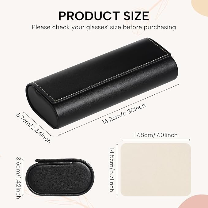Sightor Glasses Case, 2 Pcs Eyeglasses Case Hard Shell Travel Sunglasses Case Reading Hard Glasses Cases for Women Men