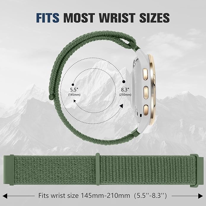 18mm 20mm 22mm Hook and Loop Watch Band Compatible with Garmin Vivoactive 5/ Vivoactive 6/ Vivoactive 3, Soft Nylon Breathable Sport Strap for Venu 2S/ Venu3S/ Forerunner 265s,Venu 3/ Venu 2 Men Women