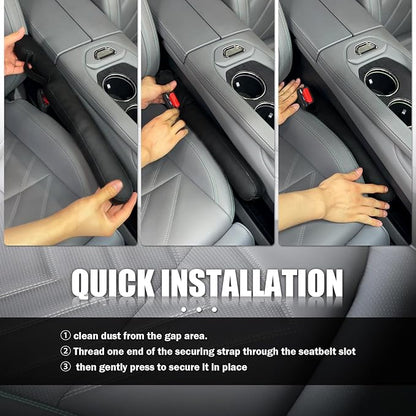 2026 New Car Seat Gap Filler 2 Pack,Leather Seat Gap Filler Strip with Fix Strap to Avoid Items from Falling,Universal Car Seats Gaps Plug Cars Interior Accessories (Burgundy)