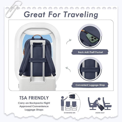 Laptop Backpack for Women,Casual Work Business Backpacks Purse Carry on Travel Backpack,14 Inch,Navy Blue