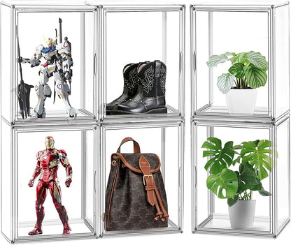 X-Large Acrylic Display Case Size 14 Sneaker Shoe Box with Magnetic Lid, Stackable Purse Organizer Handbag Storage Clear Figure Case Large Collectibles Showcase, Protection Organizer, 1 Pack