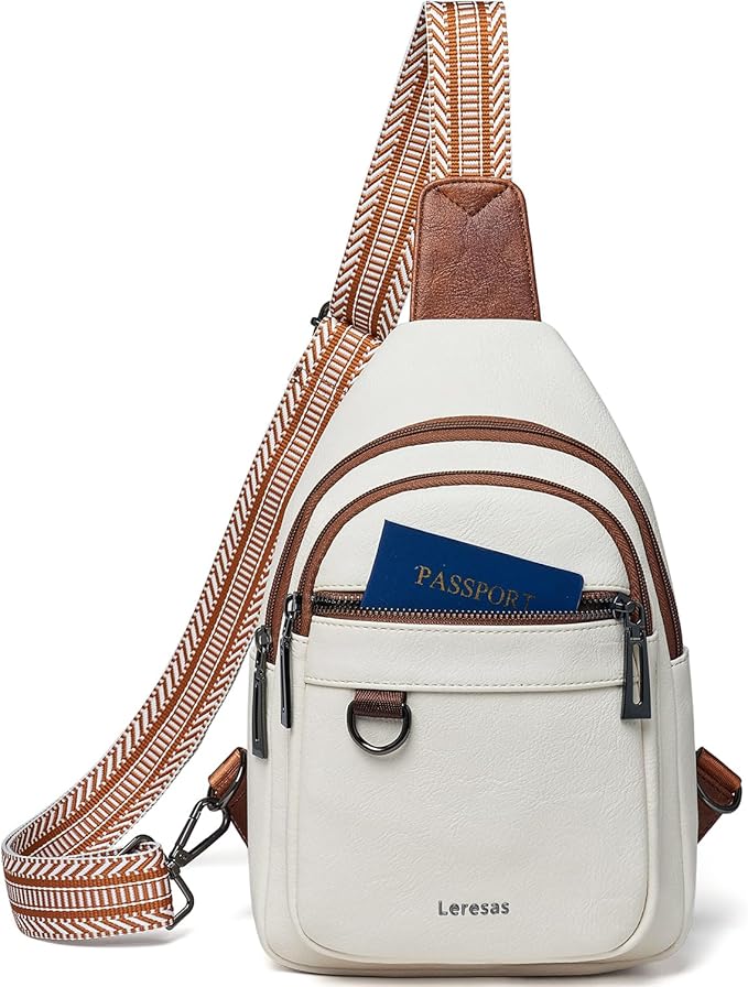 Leresas 7L Sling Bag for Women Men Vegan Leather Crossbody Bags Fanny Pack Purse Backpack Over Shoulder Bag Travel Anti Theft