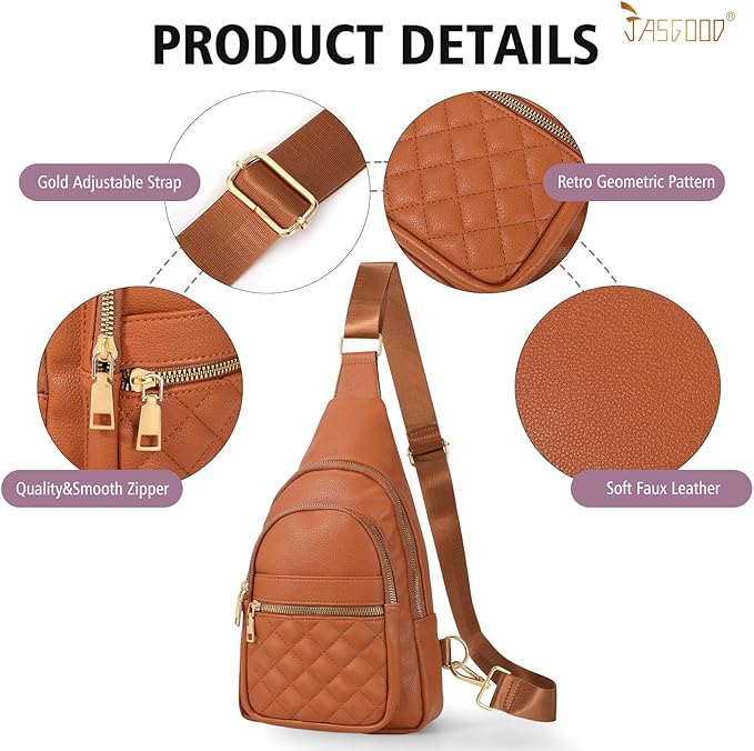 Sling Bag for Women Crossbody Leather Fanny Packs Chest Bag Fashion Sling Backpack Travel JASGOOD