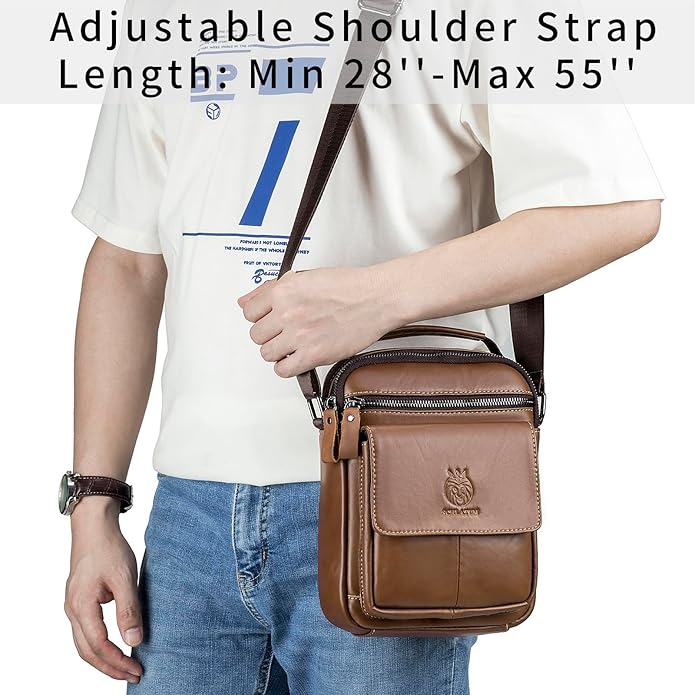 Small Leather Messenger Bag for Men, Man Bag Crossbody, Men's Shoulder Bags Leather Man Purse Handbag