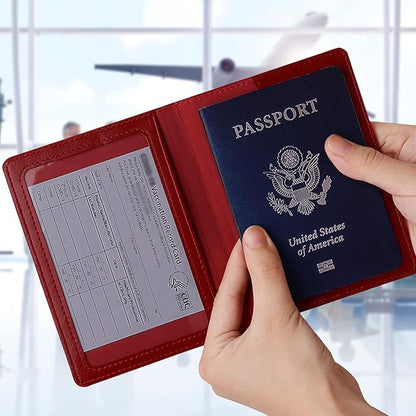 TIGARI Passport Holder for Travel Women Men, Valentines Day Gifts PU Leather Wallet Cover Case Sleeve, Waterproof Protected Document Organizer, Vacation Plane Cruise Travel Essentials