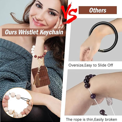 KNGITRYI Wallet Keychain Wristlet for Women,Slim RFID Credit Card Holder Purse Tassel Keychain Bangle Key Ring for Men Women