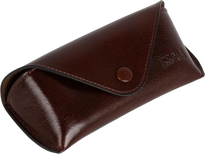 Time Resistance Leather Glasses Case - Hard Shell Leather Eyewear Holder – Sunglasses Case Handmade in Italy