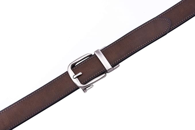 Fabio Valenti Men's Genuine Leather Ratchet Dress Belt with Automatic Buckle, Adjustiable Sizes, Handmade, All leather Strap