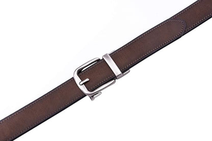 Fabio Valenti Men's Genuine Leather Ratchet Dress Belt with Automatic Buckle, Adjustiable Sizes, Handmade, All leather Strap