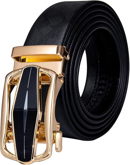 Dubulle Designer Mens Belts, Sliding Automatic Buckle Ratchet Dress Belt TOP Genuine Leather Strap Gifts