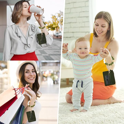 KNGITRYI Wallet Keychain Wristlet for Women,Slim RFID Credit Card Holder Purse Tassel Keychain Bangle Key Ring for Men Women