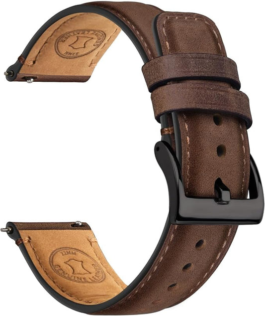 Fullmosa Watch Bands,18mm 19mm 20mm 21mm 22mm 24mm 26mm Quick Release Leather Watch Band Strap - Burnished Leather Watch Band Vintage Wristband