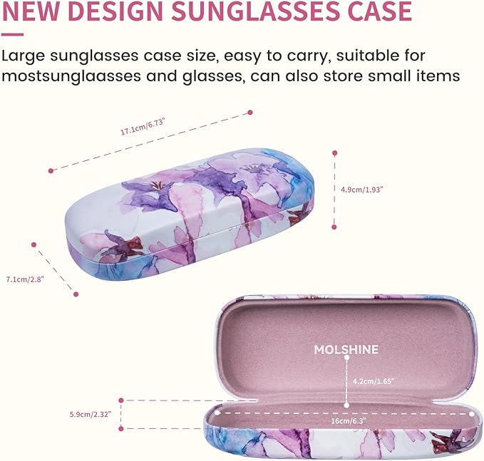 molshine Hard Shell Sunglasses Case, Classic Large Glasses Case for Women Men, Sunglass Eyeglasses