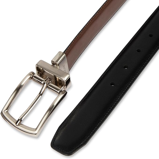 Haggar Men's 2-in-1 Reversible Leather Belt for Dress Pants, Suits, Khakis - Classic, Business Casual, Formal, Work