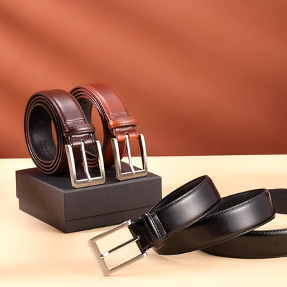 XOUXOU Men's Casual Leather Jeans Belts Classic Work Business Dress Belt with Prong Buckle for Men