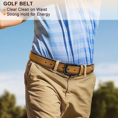 BULLIANT Men Belt 2Pack-Leather Belt 7Holes Comfortable For Men's Dress Casual Jeans 1 3/8"