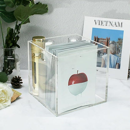 Acrylic Box Clear Display Boxes with Lids 4 Packs 5.9x5.9x5.9Inch Acrylic Square Cube Decorative Boxes Jewelry Storage Box for Valentine's Day Gift Wrap Candy Containers