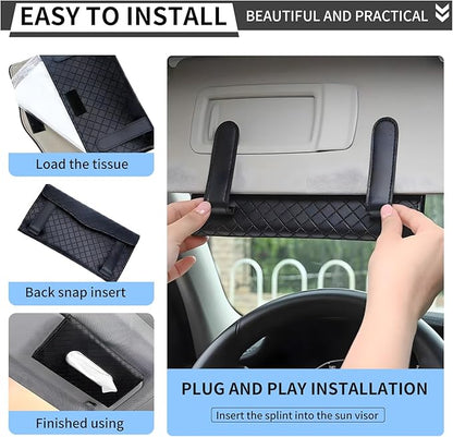 Car Tissue Holder for Smooth Dispensing, Includes Lotion Facial Tissues, Secure Mount Napkin Organizer for Vehicles, Universal Compatibility with Standard Refills, Slim Design for Easy Access