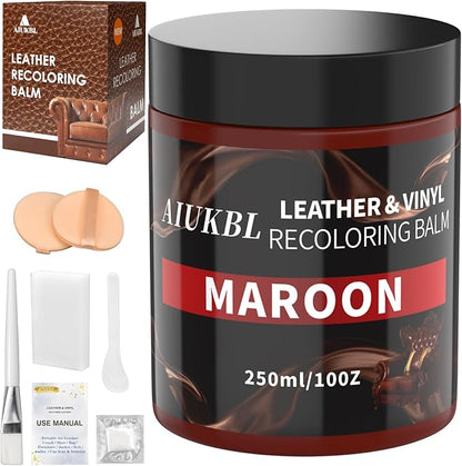 Leather Recoloring Balm, Leather Color Restorer, Leather Restorer for Couches, Leather Scratch Remover, Leather Scratch Repair, Leather Repair Kit for Furniture, Leather Dye (Maroon)