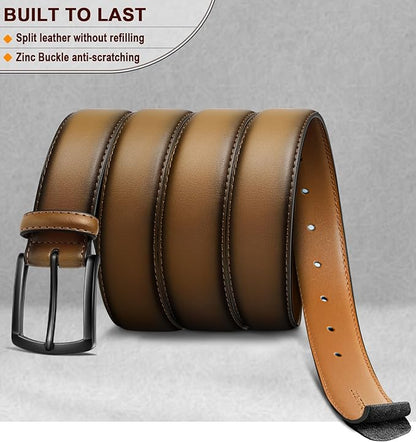 KEMISANT Men Belt 2Pack – Genuine Leather Belt for Men Dress Casual Golf Jeans 1 3/8"