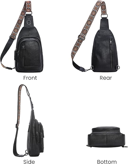 HESHE Leather Sling Bag for Women Crossbody Bags with Multi-Pocket Stylish Fanny Packs for Travel Chest Bag