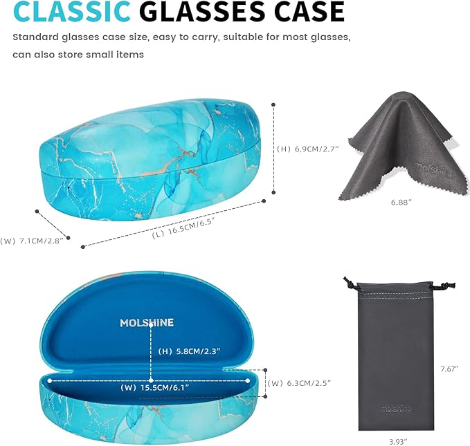 molshine Hard Shell Sunglasses Case,Large Glasses Case for Women Men Oversized Sunglass Eyeglasses