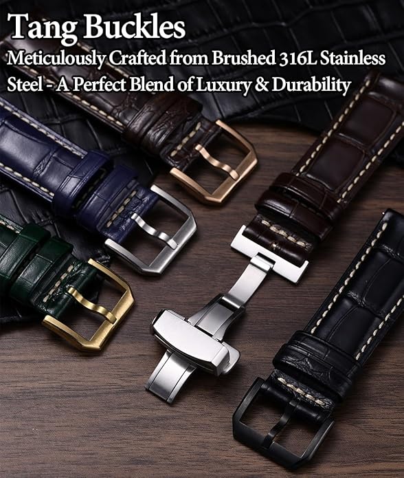 REZERO Leather Watch Bands for Men, Quick Release Watch Straps, Luxury Italian Alligator Grain Embossed Band Replacements 19mm 20mm 21mm 22mm