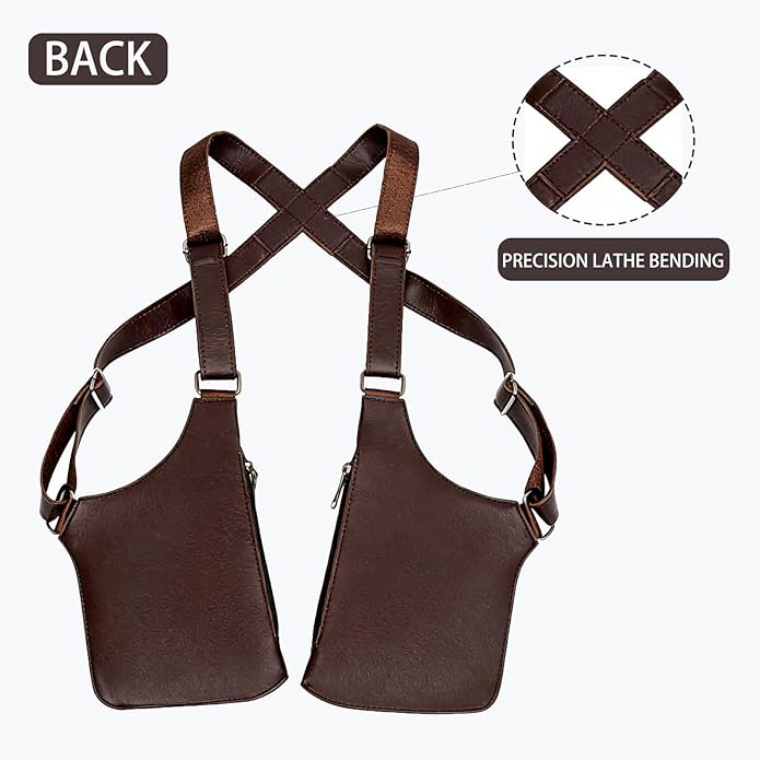 Men's Double Shoulder Armpit Bag, Premium Leather Underarm Anti-Theft Hidden Wallet Pocket, Adjustable & Vintage for Hiking