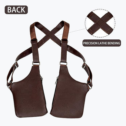 Men's Double Shoulder Armpit Bag, Premium Leather Underarm Anti-Theft Hidden Wallet Pocket, Adjustable & Vintage for Hiking
