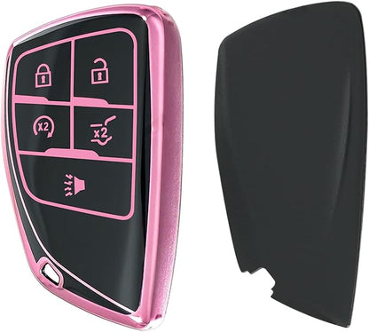 for Chevrolet Key fob Cover TPU Protective Key case,Compatible with 2023 2024 2025 GMC Silverado 1500 Sierra,2500HD 3500HD, Silicone ect Remote Smart Key (Silver White)