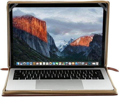 MOSISO Compatible with MacBook Air 15 inch 2025 2024 2023 M4 M3 M2/Pro 15 inch Case A1990 A1707 2019-2016, PU Leather Laptop Sleeve Vintage Retro Zippered Portfolio Protective Case Cover, Brown