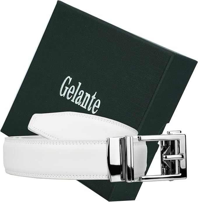 Gelante Ratchet Belt for Men, Mens Belts Leather 1.3'' Adjustable Trim to Fit Dress Belt