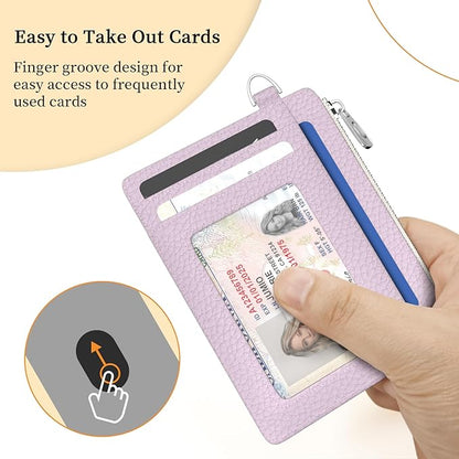 Hancynir Minimalist Small Wallet Women Credit Card Holder, RFID Blocking Slim Mini Card Wallets Cute Front Pocket PU Leather Card Case Thin Travel Zipper Coin Cash Ladies Female Wallet Gifts