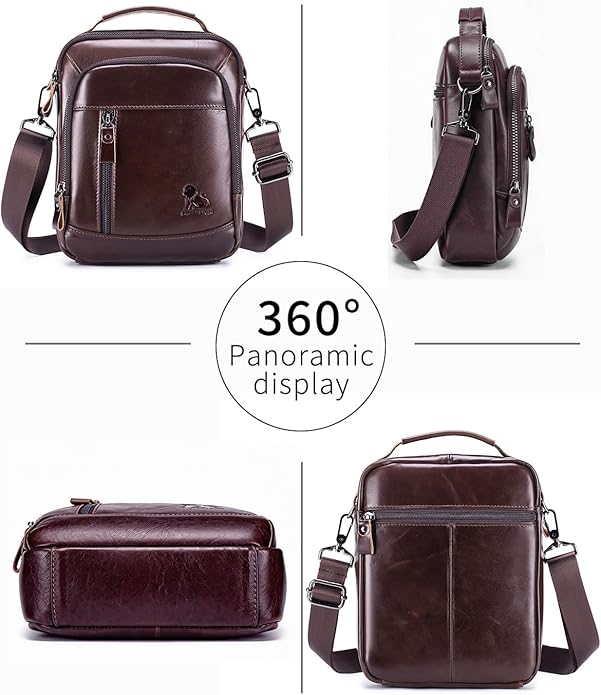 Premium Leather Men's Crossbody -Organized Storage & Durable,Stylish for Daily Carry
