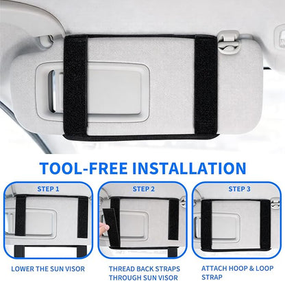 Car Tactical Sun Visor Organizer Sag-Free MOLLE Panel with Zipper Storage & Glasses Clip Universal Fit for Trucks, SUVs, and Patrol Vehicles - Ideal for Daily Use & Outdoor Adventures（Black）