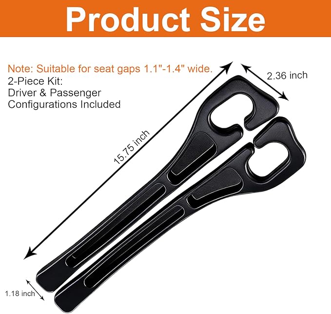 KUWSEIY 2 Pack Car Seat Gap Filler, No-Drop Seat Side Gap Seam Filler Organizer with Phone Holder, Universal Fit Fill The Gap Between Seat and Console, Auto Accessories for SUV Truck Sedan