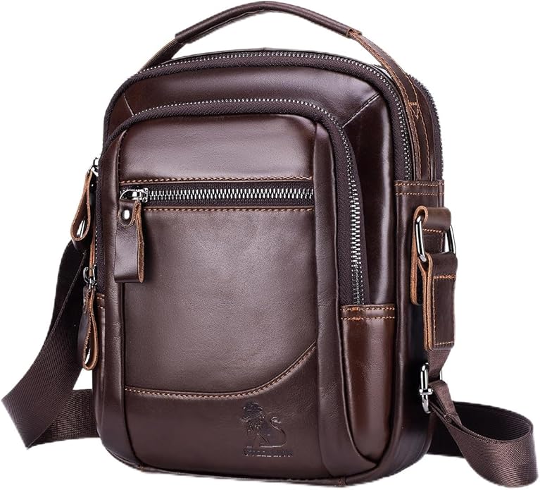 Premium Leather Men's Crossbody -Organized Storage & Durable,Stylish for Daily Carry