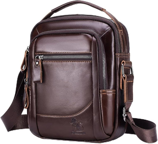 Premium Leather Men's Crossbody -Organized Storage & Durable,Stylish for Daily Carry