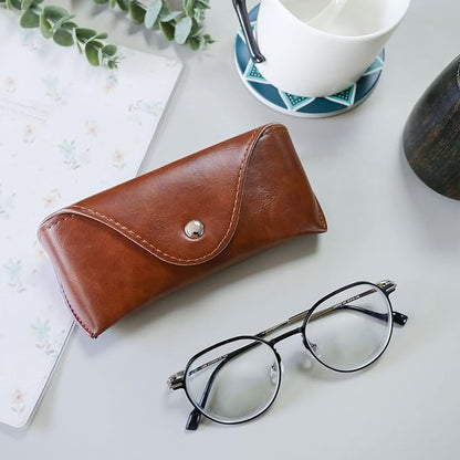 LogHog Portable Leather Glasses Case,Flexible Sunglasses Pouch Slim Case for Women Men Horizontal Eyeglass Case